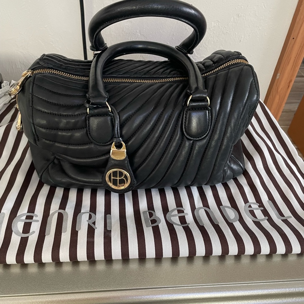 Henri bendel N7 quilted black stachel bag